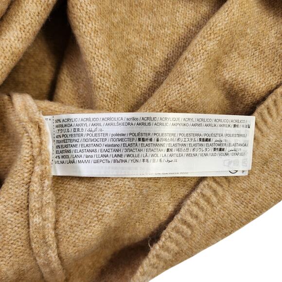 Mango MNG Womens Perkins Neck Knitted Midi Dress Size Small Tan Wool Blend Cozy - Picture 8 of 12